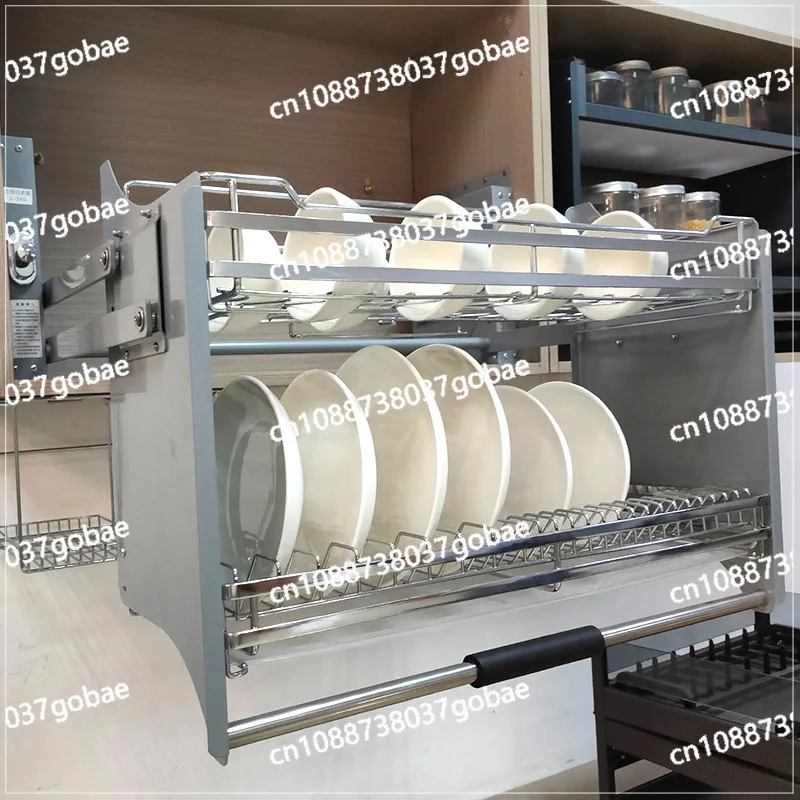 Kitchen flat basket hanging cabinet lifting and pulling basket Kitchen cabinet up and down damping buffer Open door kitchen