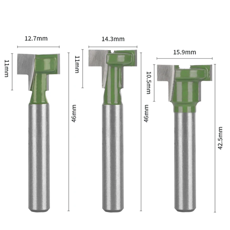Für Holz Bit Hartmetall Cutter Planfräser Schaftfräser Schlüsselloch Bit Grün Router Bit 6 MM 6,35 MM Schaft Holz Fräser