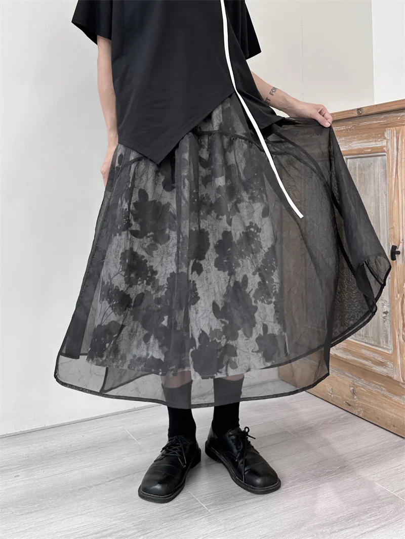 UMI MAO Yamamoto Diablo Design Half Length Dress 2023 Spring Summer A-line Skirt Yarn Dress Women Pastel Goth Clothes Femme Y2K