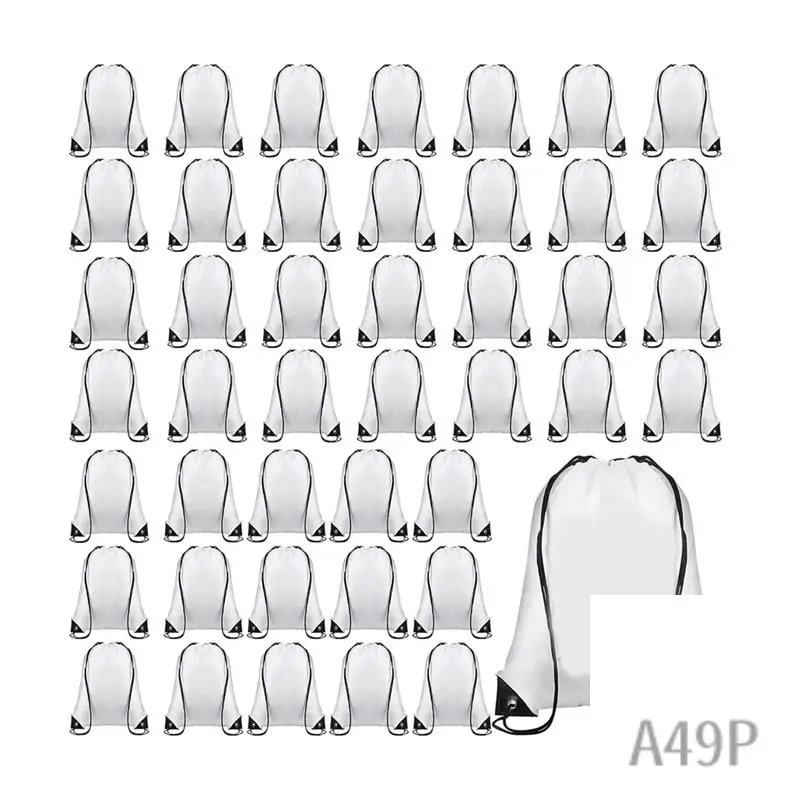

P4-25 Pcs Sublimation Drawstring Bags Bulk White Blank Drawstring Backpacks Reusable Gym Sport Sinch Sack Backpack