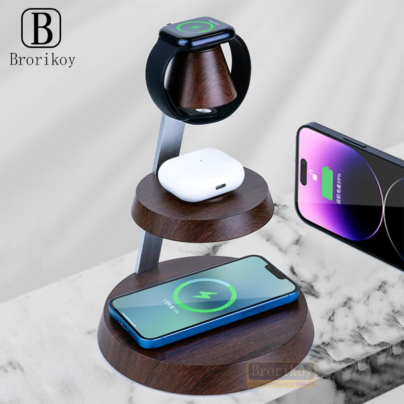 5in1 Wireless Charger 15W Fast Charging Power Station Foldable Table LED Lamp Stand For IPhone 13 14 Samsung Apple Watch AirPods