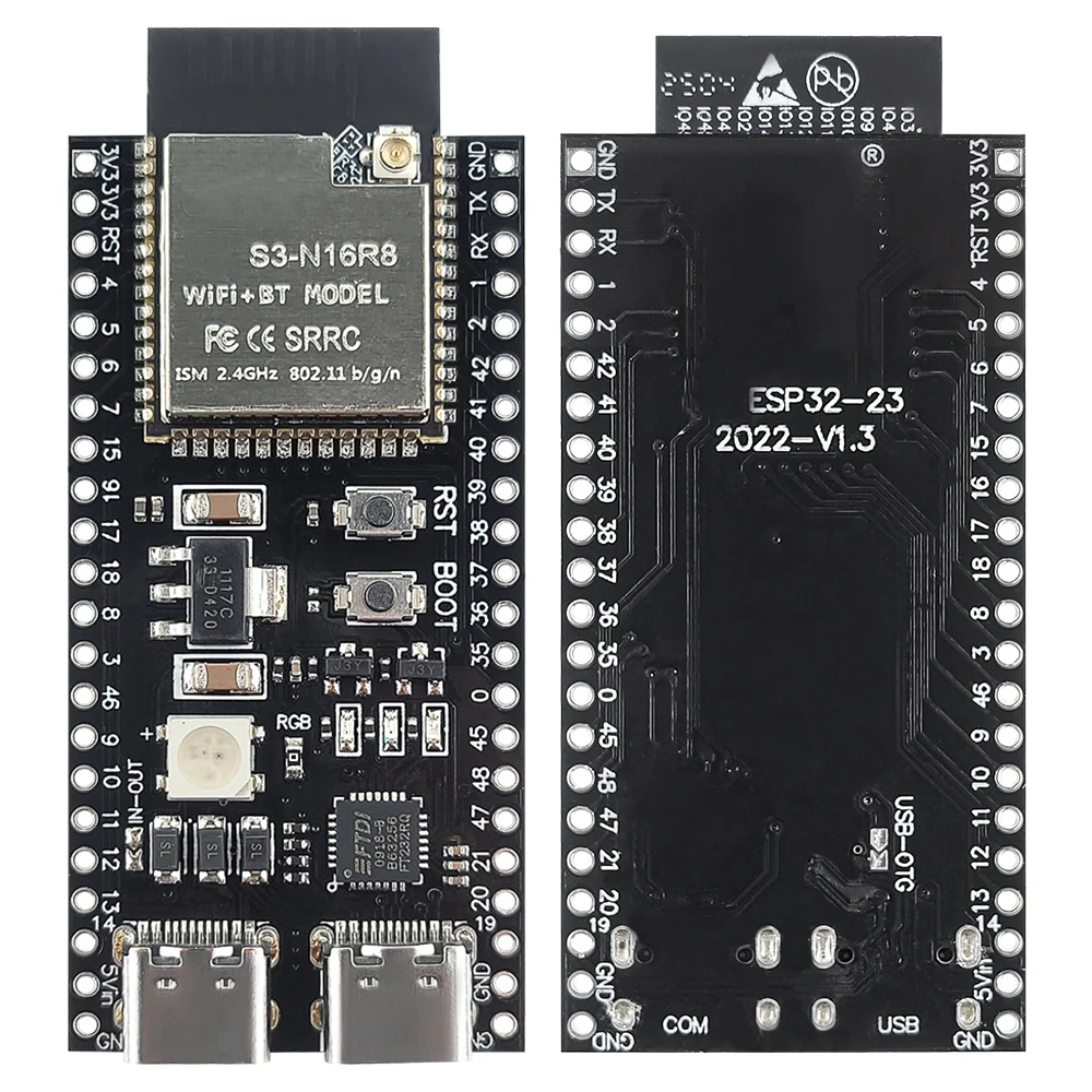 2.4G Wifi BT Module MCU ESP32-S3WROOM1 N16R8 44Pin Type-C ESP32-S3 ESP32-S3 Development Board with Expansion Adapter Kit