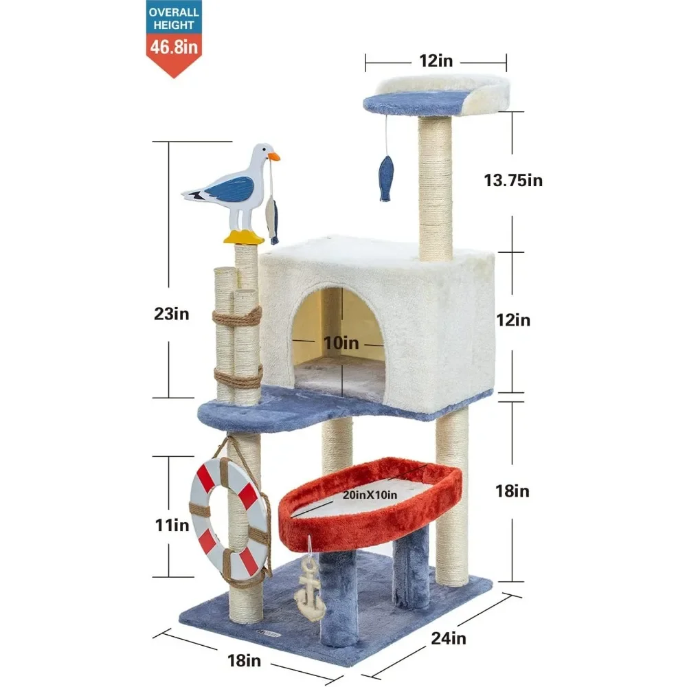 Imagem -05 - Cat Tree Tower Condo Móveis Plush Condo Plataforma Gatinho Scratch Posts Toy Fish Pet Home Apartamento Condomínio Gatinho