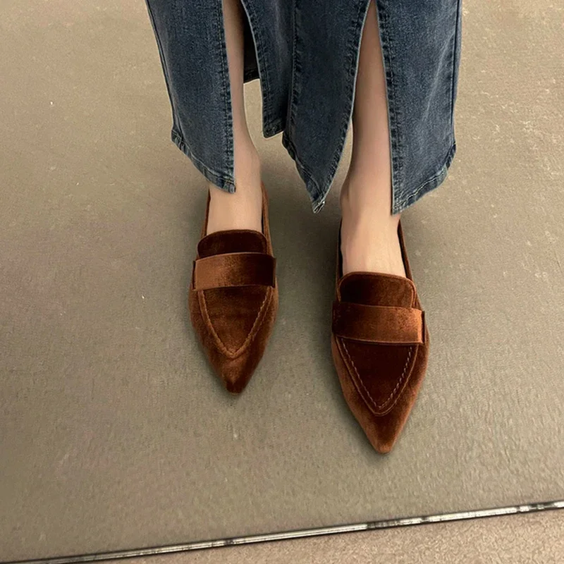 Women Flats Ballet Dance Pointed Toe Sandals Shoes 2023 Spring New Designer Loafers Shoes Suede Casual Sport Walking Zapatillas