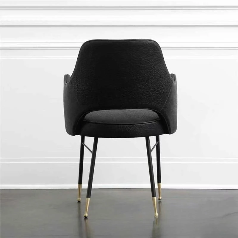 Metal Stainless Steel Dining Chair Leather Art Armrest Leisure Chair Fashion Creative Negotiation Chair