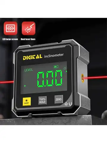4-Side Magnetic Digital Angle Gauge With Laser Electronic Protractor Horizontometer Inclinometer Angle Ruler Slope Measuring