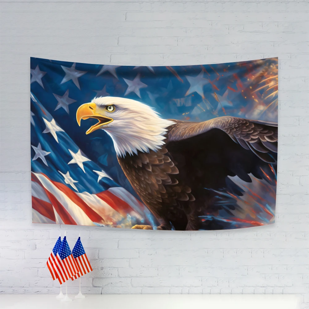 US Bald Eagle Decorative Flag Vivid Color and Fade Proof Patriotic Bald Eagle Flags Polyester with Brass Grommets 3 X 5 Ft