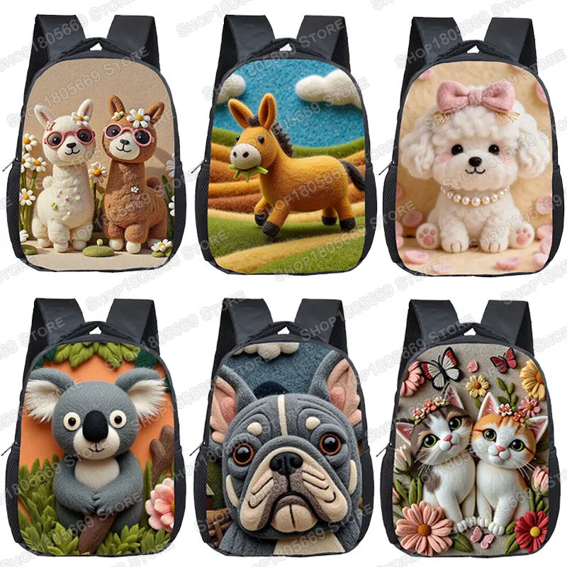 12inch 3D Embossed Animal Small Backpack for 2-4 Years Old Kids Cute Cat Rabbit Koala Corgi Baby School Bags Bookbag Gift