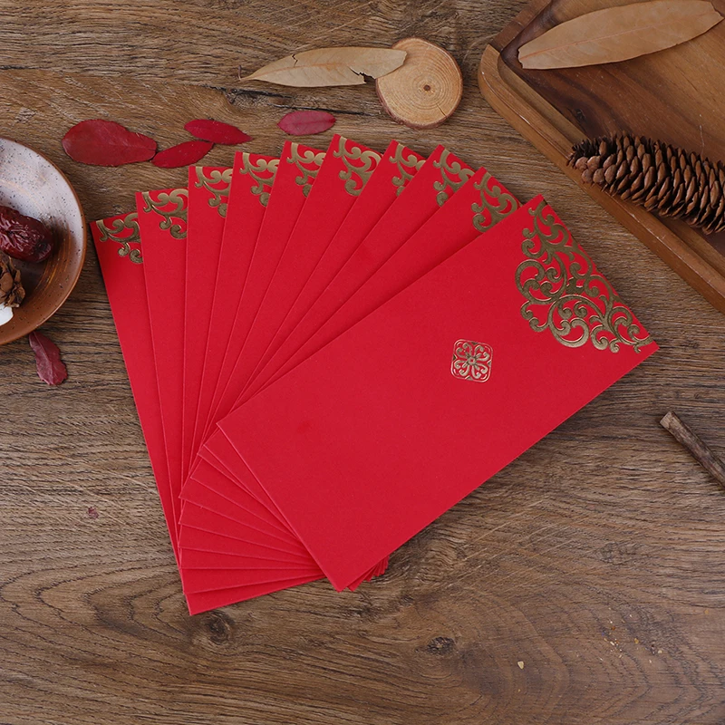 10 pçs festival de primavera sorte dinheiro abençoe bolso envelope decorações de ano novo chinês envelope vermelho para presente de casamento