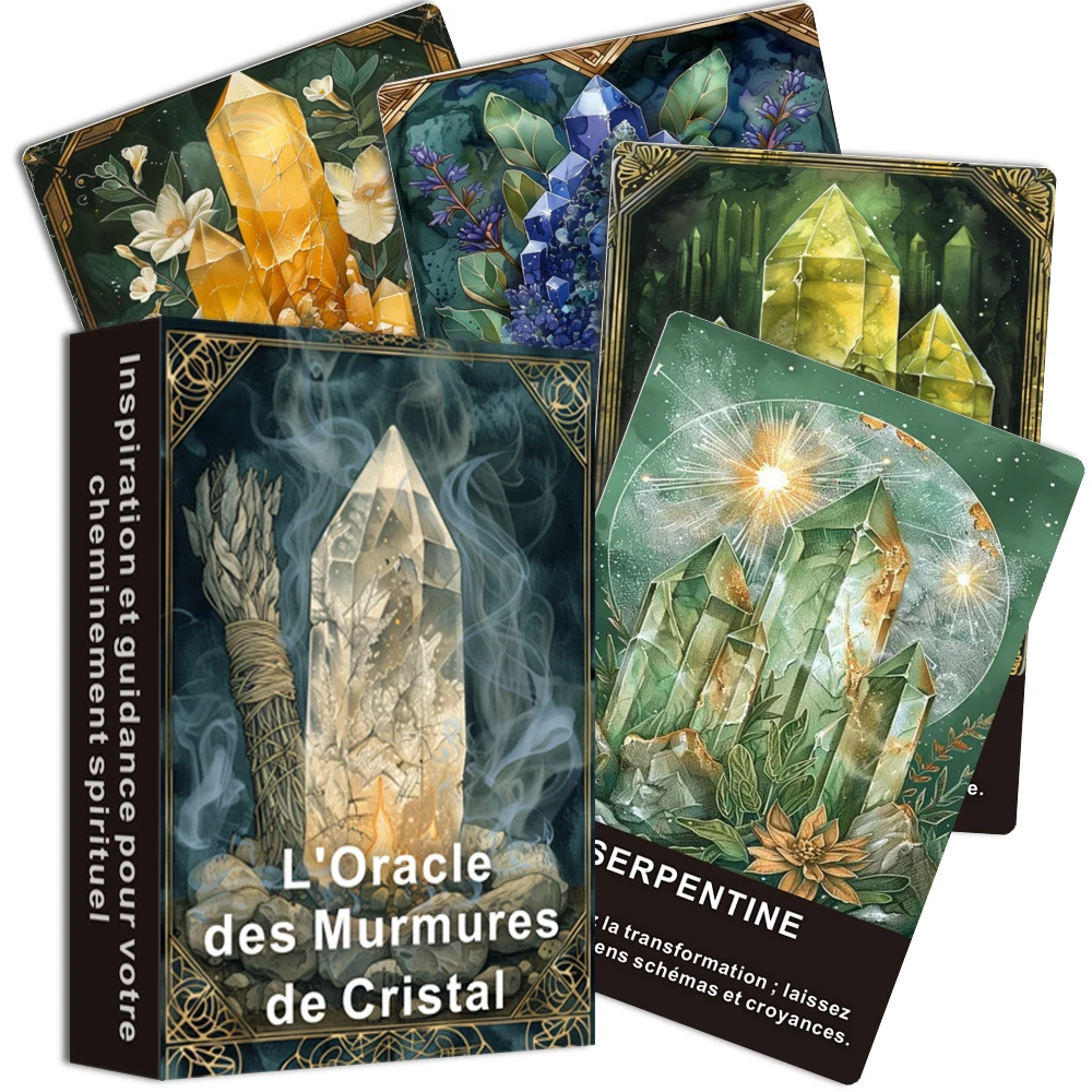 French Oracle Cards, Whisper of Crystals, 44 Cards of Self Guidance and Growth, Card Games, Tarot Cards, Card Gifts, 12*8cm, 14+