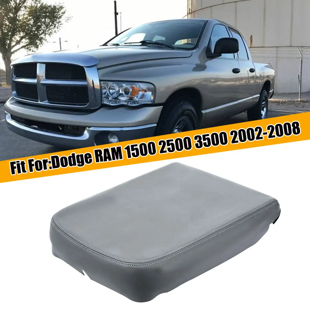 

Waterproof Abrasion-resistant Armrest Center Console Lid Leather Synthetic Cover for Dodge Ram 02-08 Gray Car Accessories