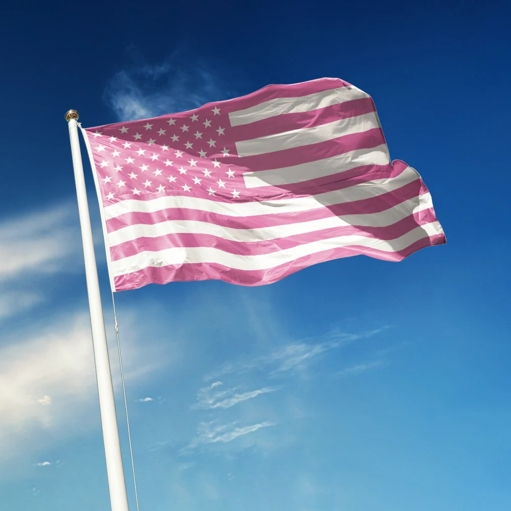 3x5 Ft Pink United States USA Flag Vivid Color and Fade proof America American Flags Polyester with Brass Grommets 3 X 5 Ft