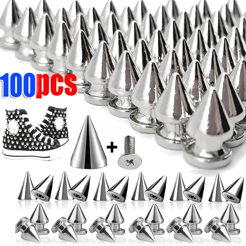 DIY Silver Cone Studs and Spikes Metal Double Cap Rivets Stud Round Nail Rivet DIY Clothes Shoes Bag Accessories Wholesale