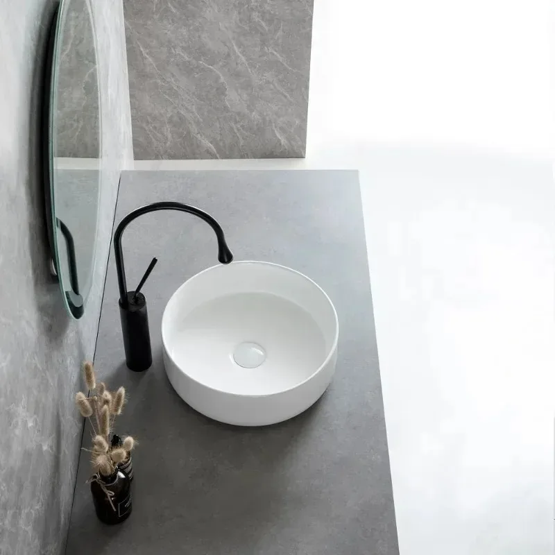 

Round Shape Bathroom Barrel Sink Above Counter White Porcelain Ceramic Bathroom Vanity Sink Bathroom Vanity Cabinet with Sink