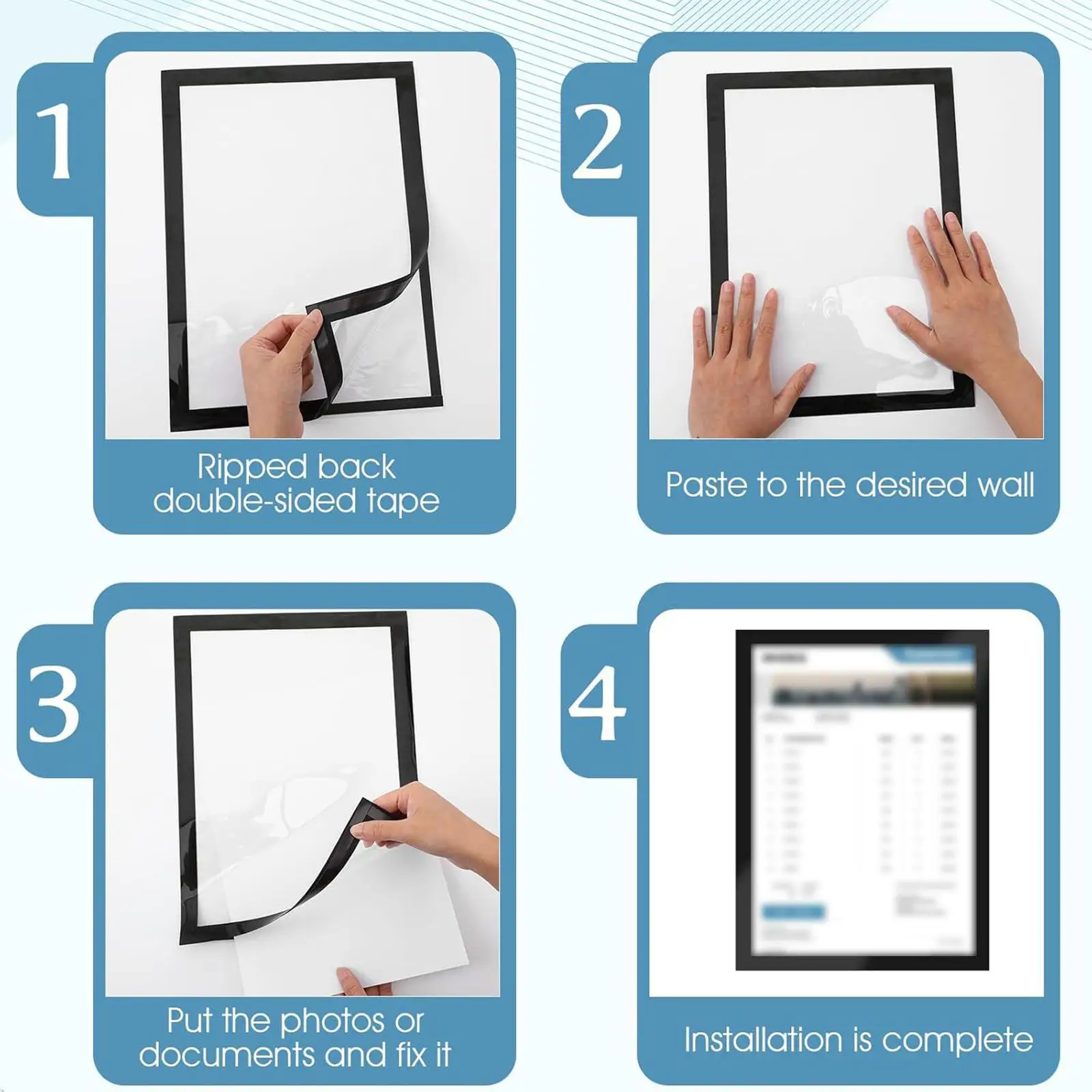 Reusable Magnetic Sign Holder Black Edge Picture Frame Self Sticky Display for Home Office Door Retail Classroom