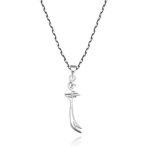 Takılingo 925 Sterling Silver Hz. Ali Simple Zulfiqar Sword Model Male Necklace