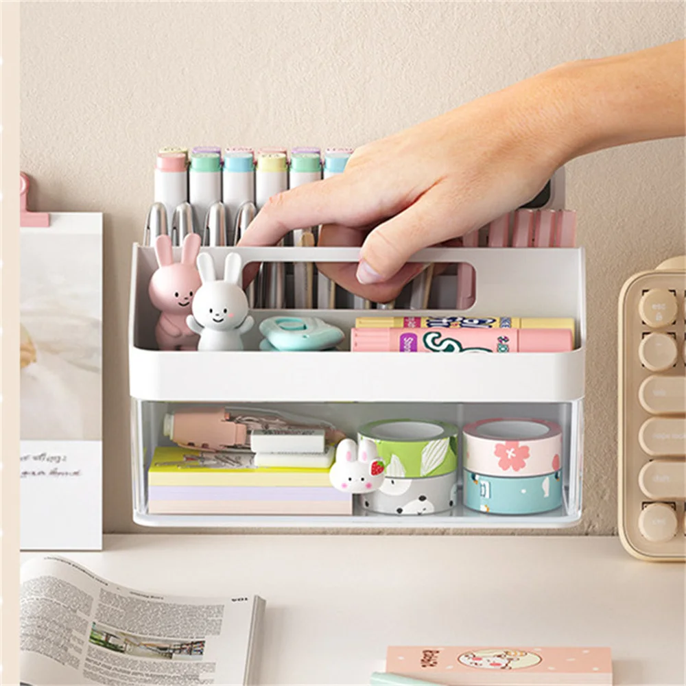 Desktop Drawer Type Storage Box Large-capacity Stationery Hand Account Storage Rack Desktop Pen Holder Simple Desk Organizer