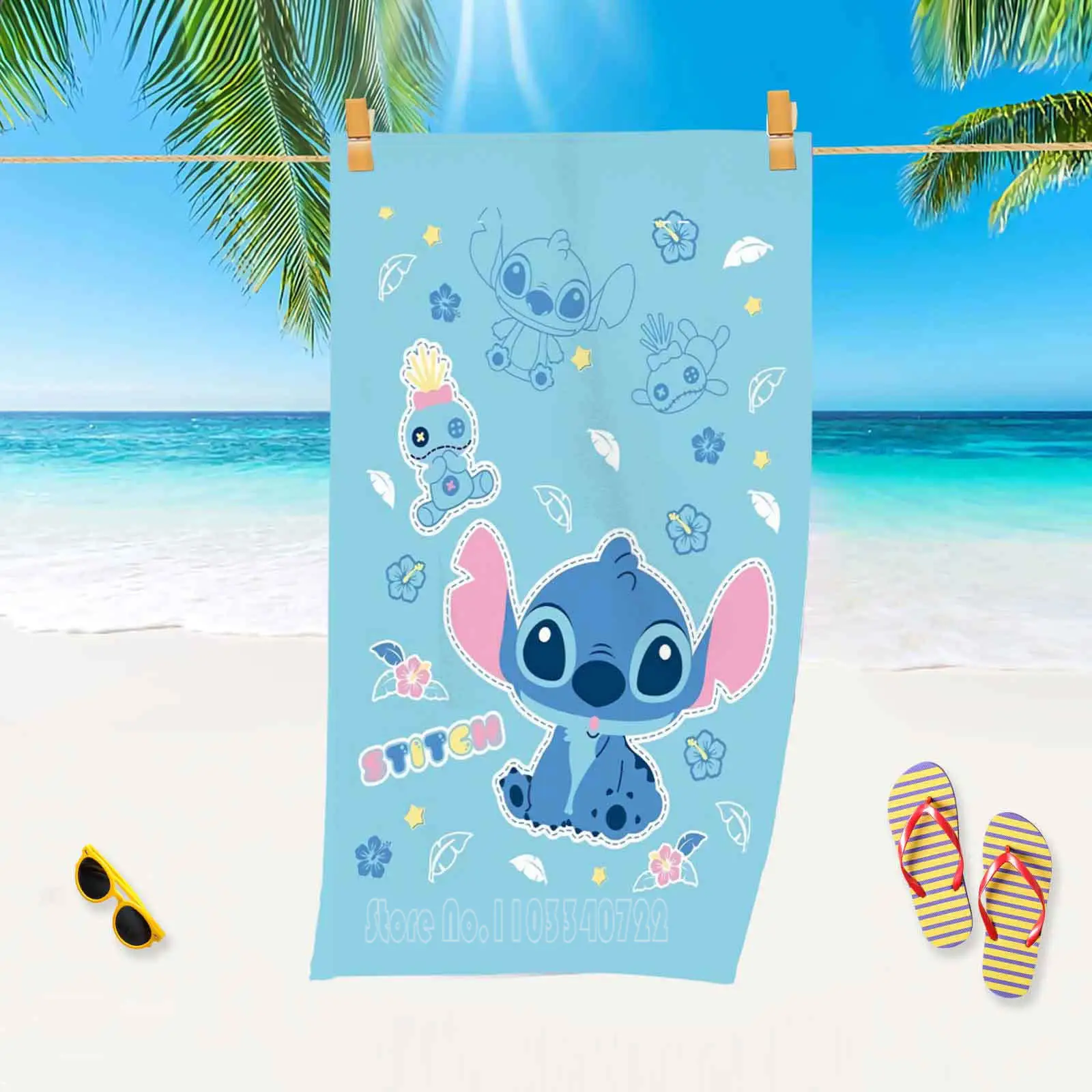 Disney Lilo & Stitch Pink Leopard Beach Towel Cartoon Cute Room Home Shower Travel Decor Bath Baby Children for Bathroom