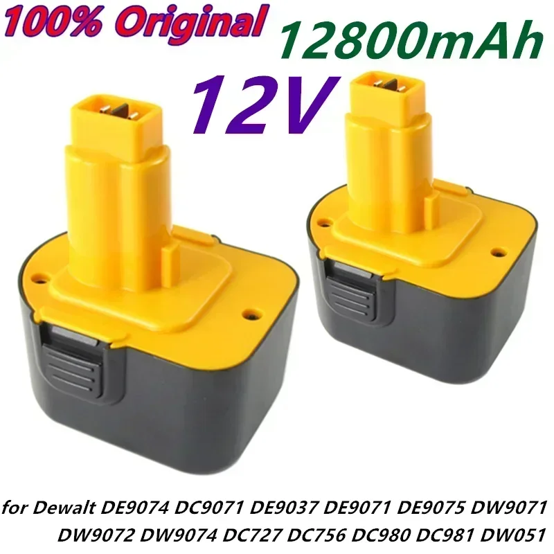 12V 12800mAh High Capacity Tool Battery Compatible with DE9074 DC9071 DE9037 DE9071 DE9075 DW9071 DW