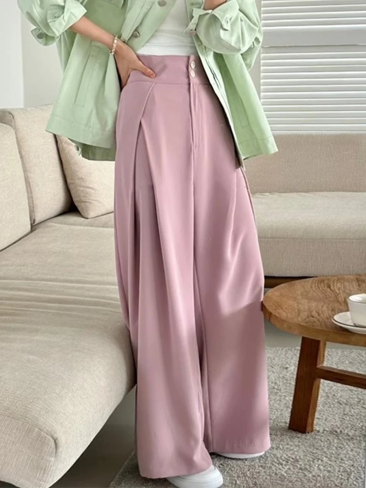 Wide Leg Pants Women's Summer New Korean High Waist Loose And Versatile Slim Elegant Fashion Straight Casual Mopping Trousers