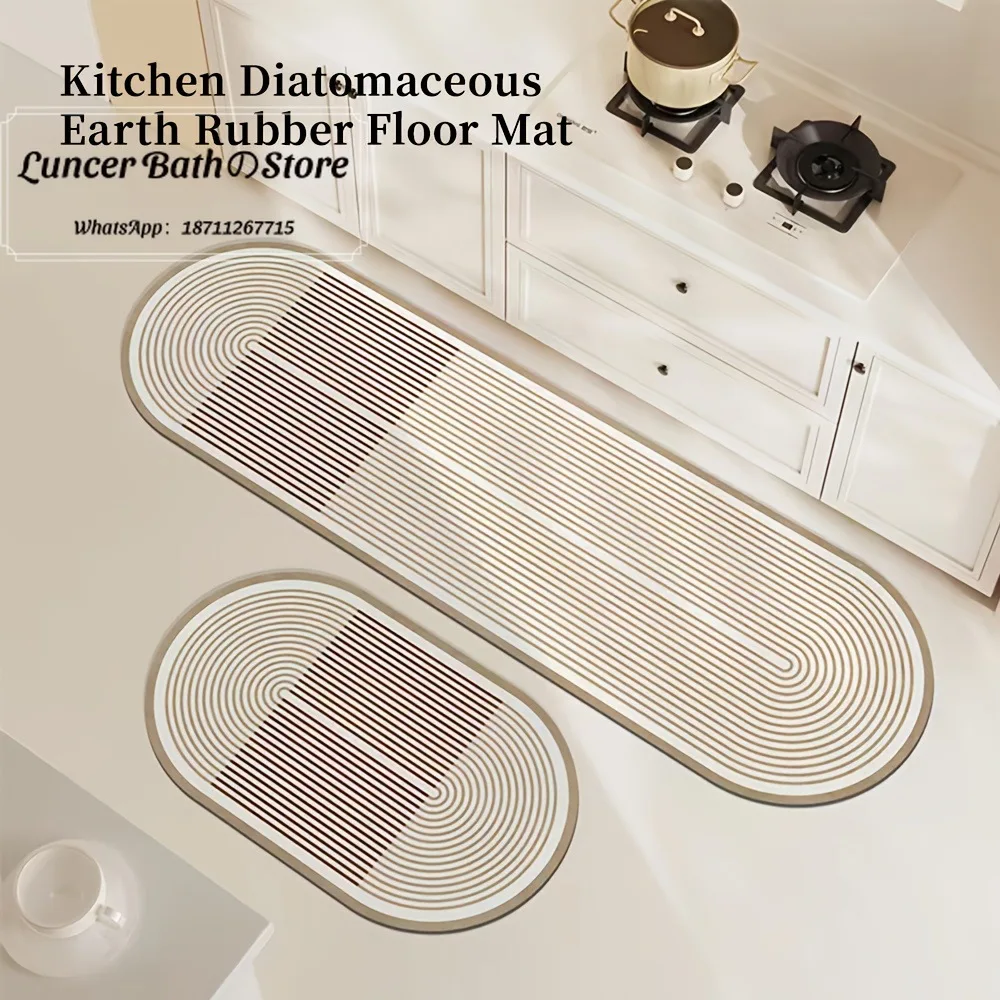 Cross-border kitchen floor mat, water-absorbing and oil-absorbing diatom mud floor mat, wear-resistant and dirt-resistant