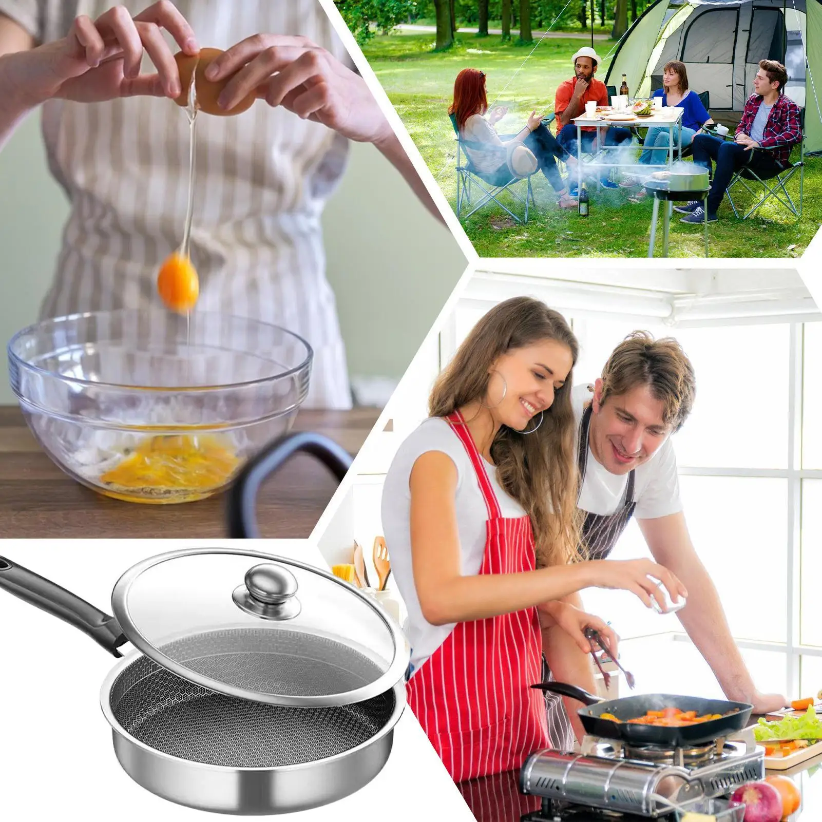 

Сковорода с сотовой структурой и прозрачной крышкой для домашней кухни, ресторана, кемпинга, электрической плиты