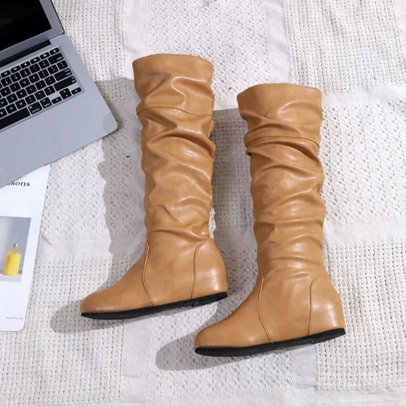 2023 High Heel Boots for Women Winter Knight Boots Fashion Retro Belt Buckle Knee High Boots Female Long Boots Botas De Mujer PU