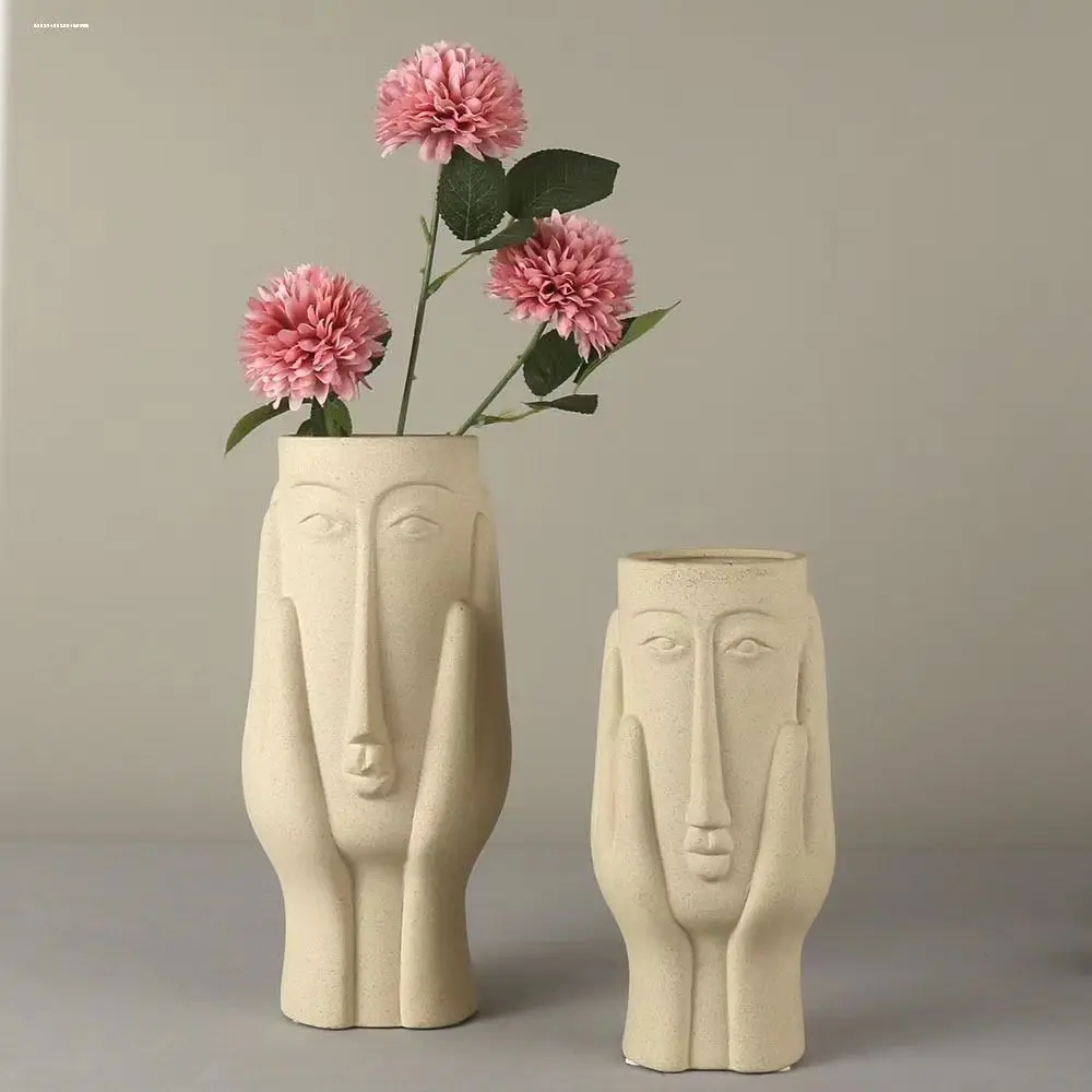 

C539 Nordic Face Art Vase Flower Pot Ashtray Pen Holder Silicone Mold Making Home Decoration with Epoxy Plaster Cement Handicra