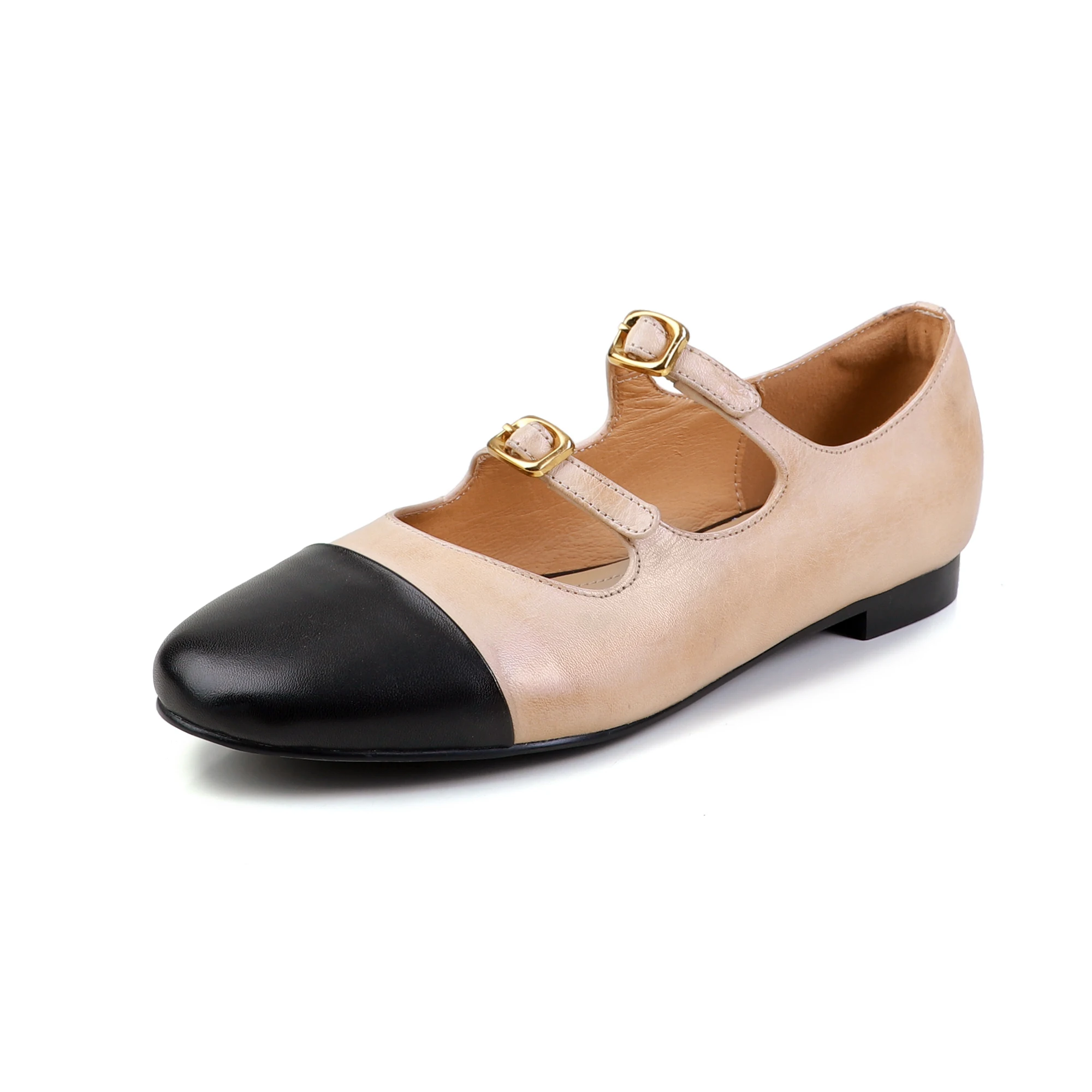 Arden Furtado Spring sheepskin Mixed Colors Mary Jane flats Round toe Low heel Crystal Belt buckle word-cingulate Single shoe