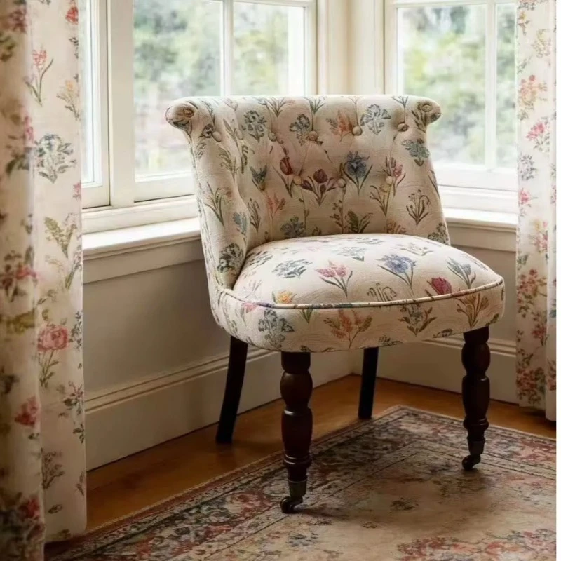 Retro single sofa chair removable dressing chair bedroom balcony casual single chair