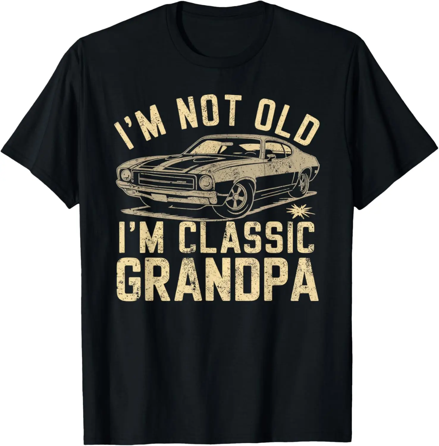 Funny Classic Car Graphic Grandpa Fathers Day T-Shirt 100% Cotton Trendy Y2K Short-Sleeve Tee – Soft, Quick-Drying, &