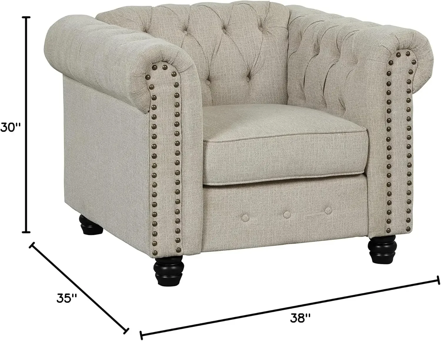 for Living Room, Sofas for Living Room Furniture Sets, Chair, Couch and Sofa 3 Pieces, Fabric, Beige (Chair)