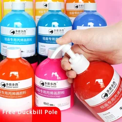500ml Large Bottle Acrylic Paint Set Press Wall Painting 37 Colors Hand Painting Shoes Clothes Graffiti Diy Fabric Waterproof
