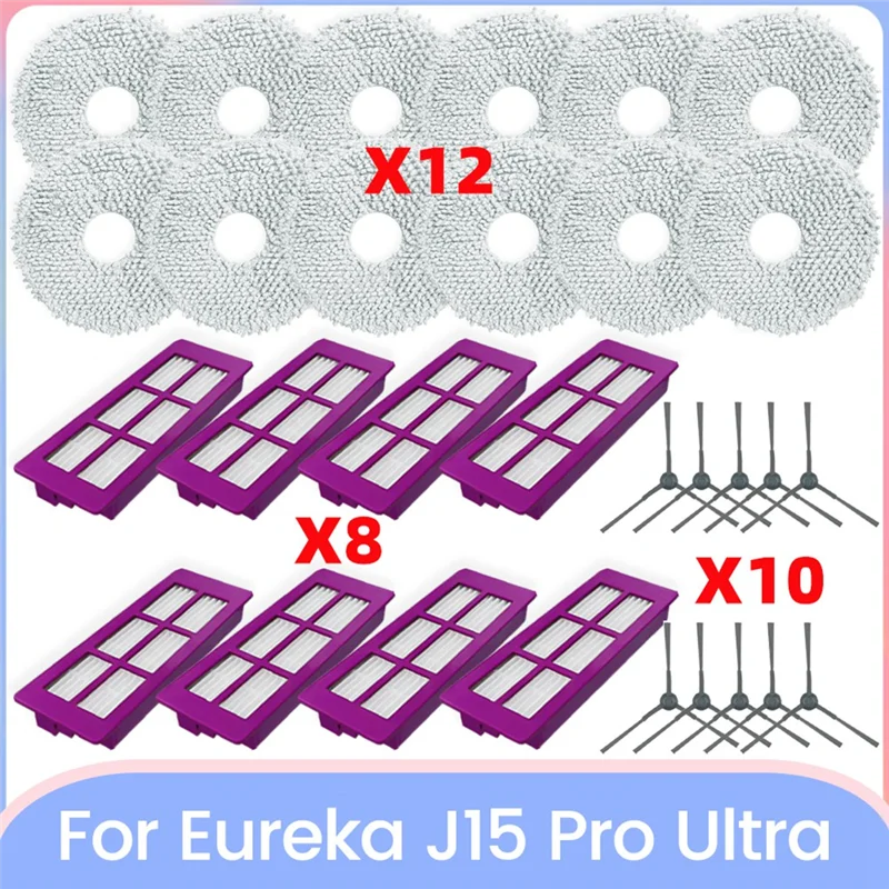 

A44Z-For Eureka J15 Pro Ultra Vacuum Parts Side Brush Hepa Filters Mop Cloth Replacement Accessories