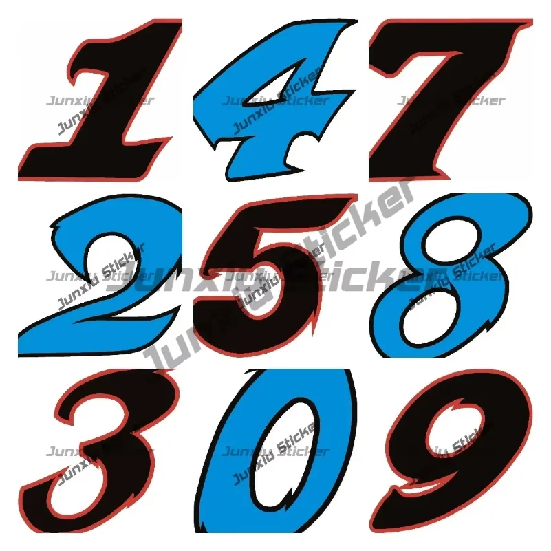 ملصقات السباق أرقام 0123456789 الفينيل سيارة ملصق أحمر أسود أزرق سيارة ملصق مائي التصميم اكسسوارات السيارات لسباق رالي 4x4 ديكور