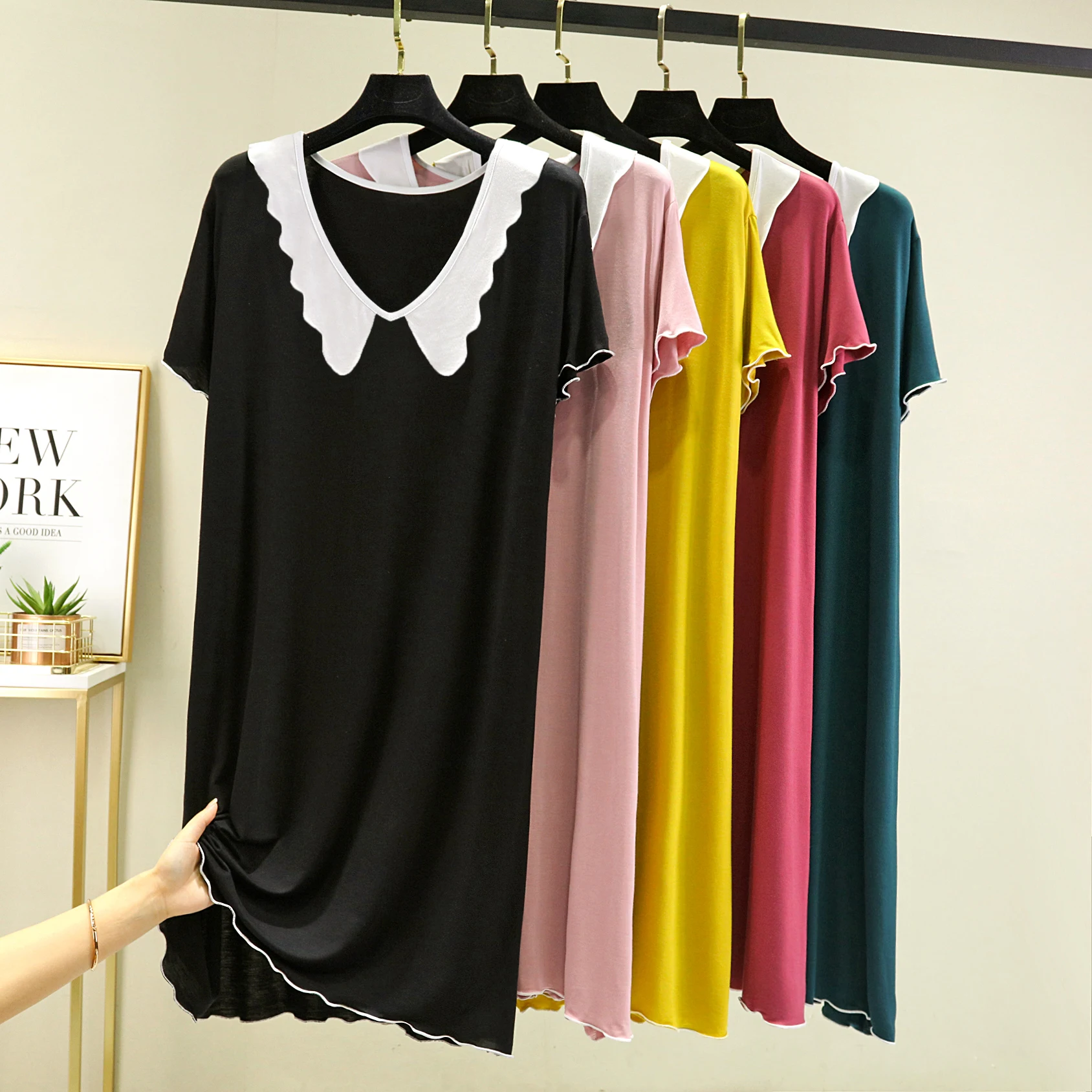 الصيف عارضة مشروط ort Sve V-Ne Dr المرأة فضفاضة كبيرة الحجم الركبة طول ألف خط Dr مريحة Spwear Dr