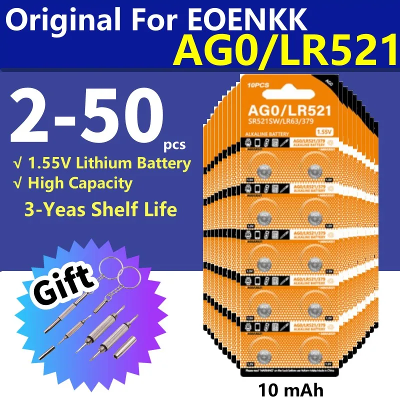 High Capacity 10-50pcs AG0 LR521 SR521SW Batteries LR63 SR63 379 1.5v Alkaline Button Cell Battery for Calculators Watches Toys