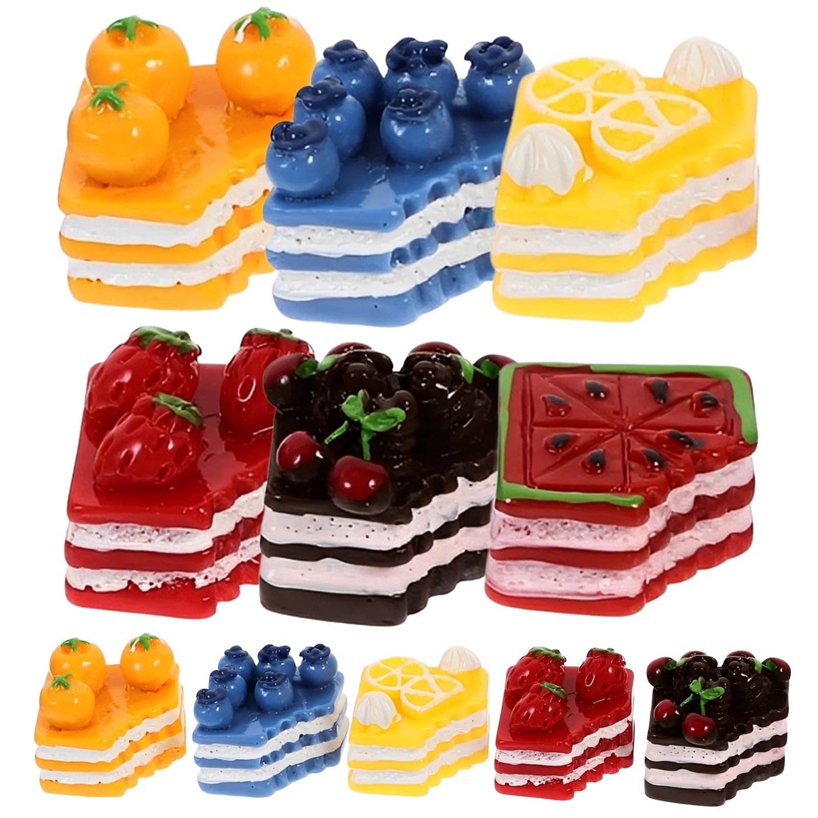 12 Pcs Miniature Resin Cake Decorations Realistic Dessert Accessories for Crafts Mini House Kitchen Scene Toy