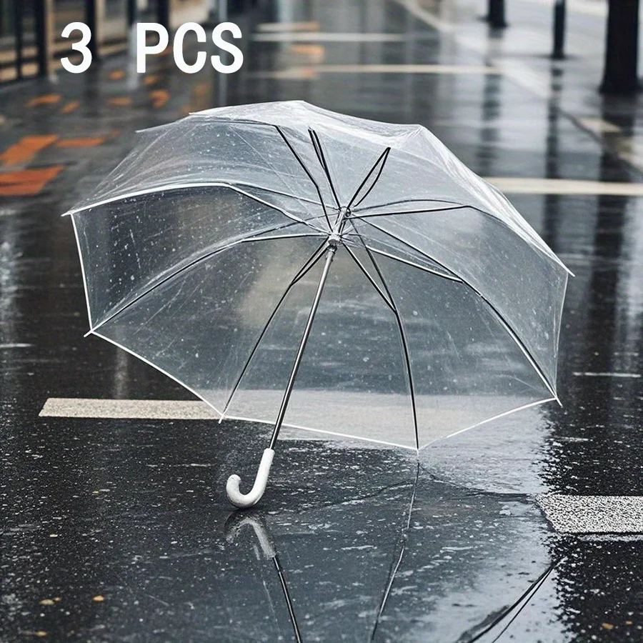 3-teiliger transparenter Regenschirm, Hochzeits-Requisiten-Regenschirm, Brautjungfern-Requisiten-Regenschirm, Hochzeitsfeier-Regenschirm