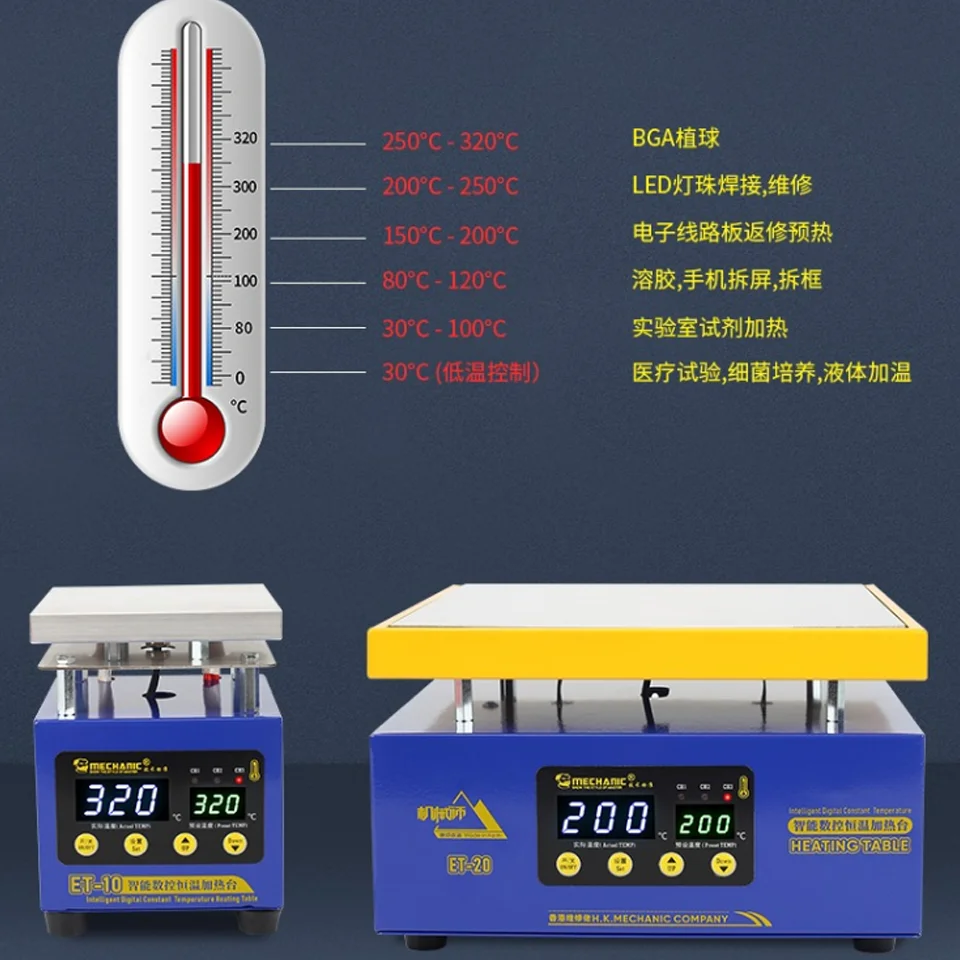 MECHANIC ET-10 Heating Station Electronic Hot Plate Table Preheating Platform For BGA PCB SMD Phone LCD Touch Screen Repair