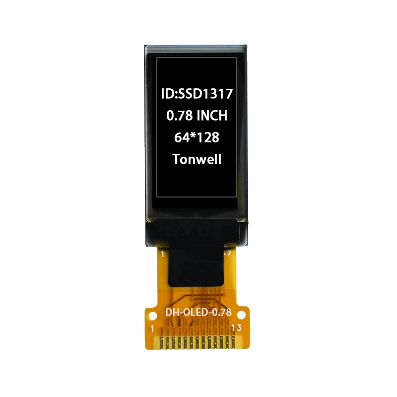 

Трендовый белый SPI OLED 64x128 0,78 дюйма SSD1317 Cog 13Pin Fpc Spi Интерфейс Малый размер дисплея 5 шт.