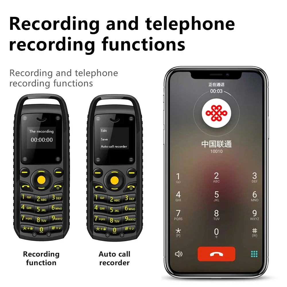 UNIWA Super Mini 0,66 cala 2G telefon komórkowy B25 bezprzewodowe słuchawki Bluetooth zestaw głośnomówiący odblokowany telefon komórkowy podwójna karta SIM — zdjęcie produktu 4