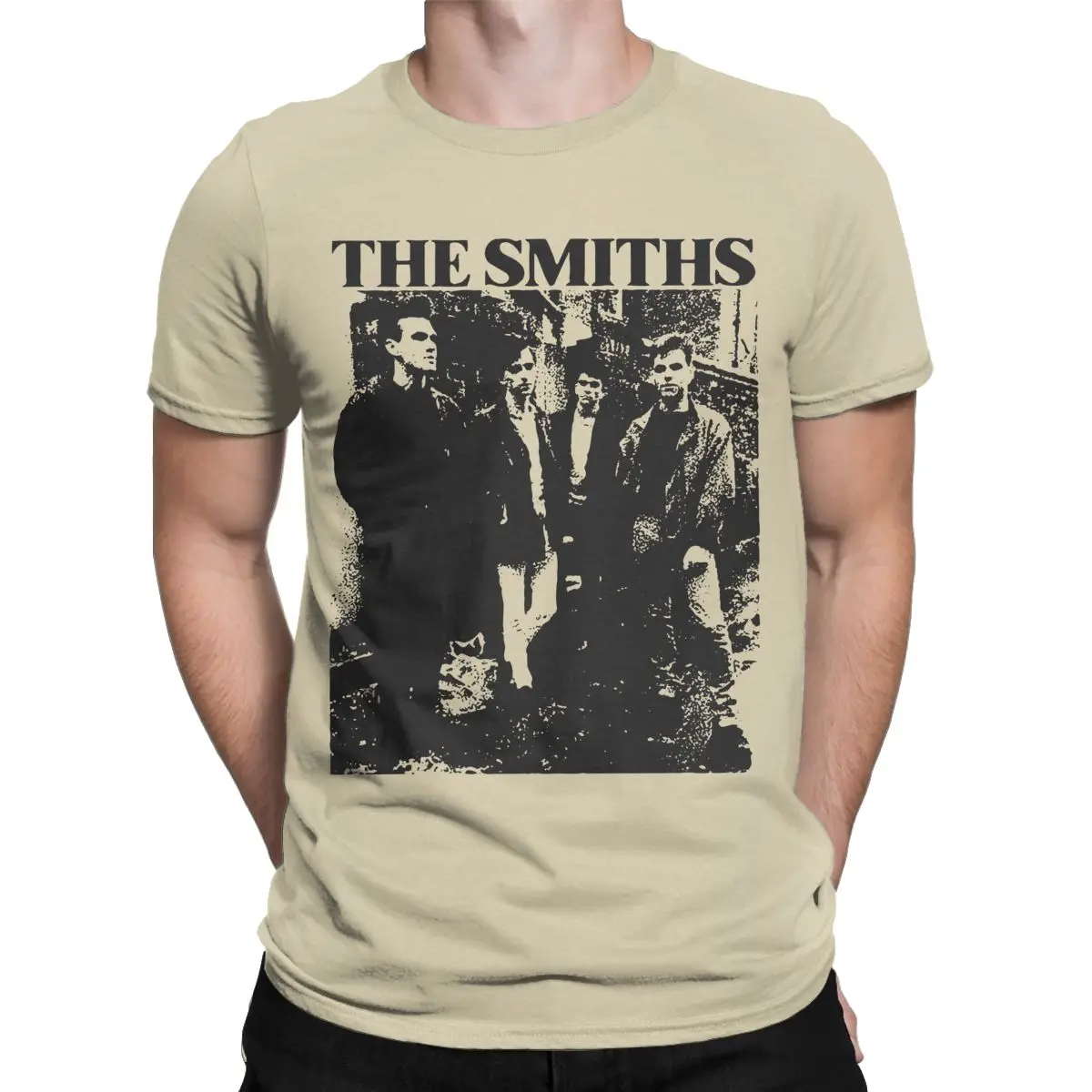 Smith Vintage Pencil Sketch Style Printed T-Shirt for Men, Summer Music Casual Cotton Short Sleeve Top
