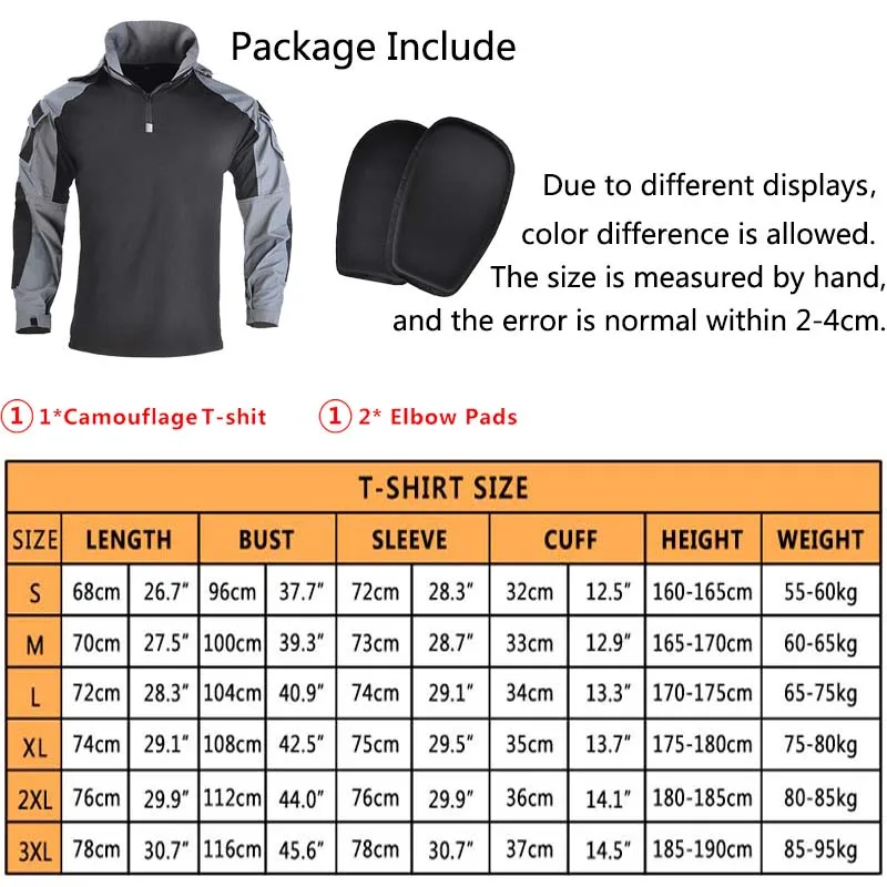 Men\'s Tactical Hiking T-Shirts,Military Army Camouflage Long Sleeve Shorts Hunting Climbing Shirt Male Breathable Sport Clothes