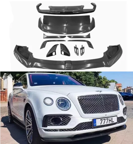 

For Bentley Bentayga V8 W12 2016-2020 Forged Carbon Fiber Bumper Front Lip Air Outlet Rear Diffuser Roof Spoiler Rearview Cap