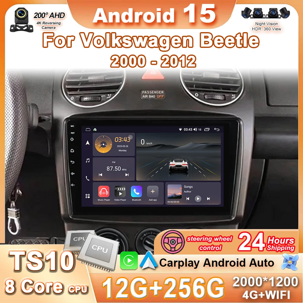 

Android 15 For Volkswagen Beetle 2000 - 2012 Multimedia Player GPS Auto Radio Navigation Head Unit QLED Screen Stereo 4G+Wifi BT