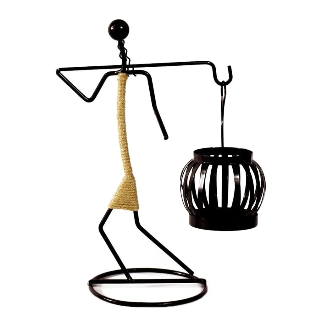 Iron Sculpture Candle Holder with Human Shape Tealight Votive Stand for Wedding Centerpiece Home Decoration Art Gift