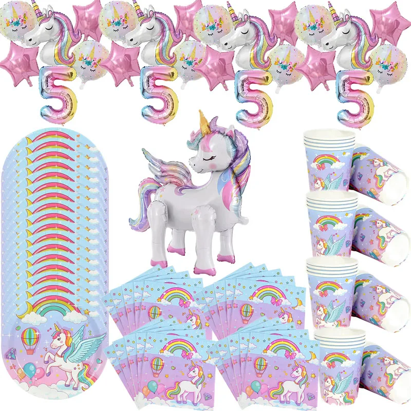 Rainbow Unicorn Birthday Party Decorationa Bleware Paper Pla