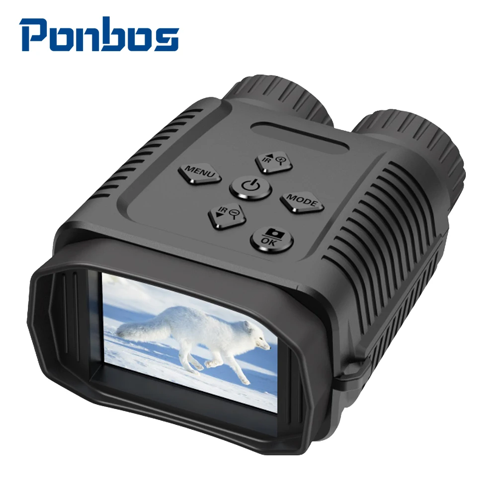 Ponbos NV1182 Mini Infrared Binoculars Telescope 8X Zoom 1080P HD Digital Camera 300M Night Vision for Hunting Video Recording