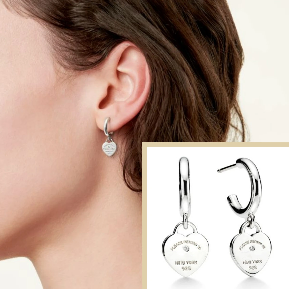 S925 silver classic Tiffany earrings Return toTiffany series earrings with heart shape, various styles to choose from, stylish